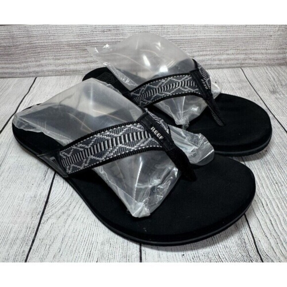 Reef Sandals Women's Size 9 Black White Spring Woven Flip Flops Thong